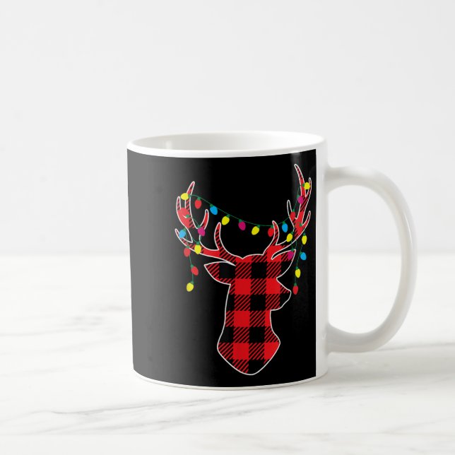 Mug Red Black Christmas Buffalo Plaid Deer Women Men K (Droite)