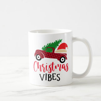 Mug Red Black Plaid Pattern Rustic Christmas Truck