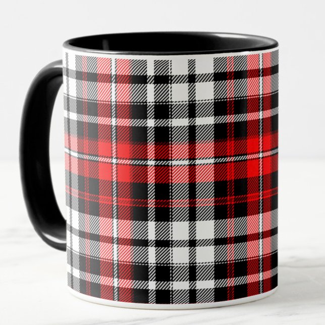 Mug Red Black White Plaid Tartan Pattern Design  (Créateur téléchargé)