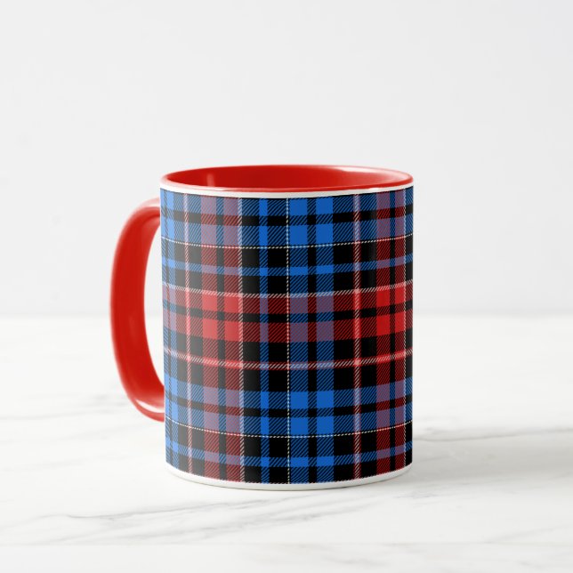 Mug Red Blue On Black Plaid Tartan Design  (Devant gauche)