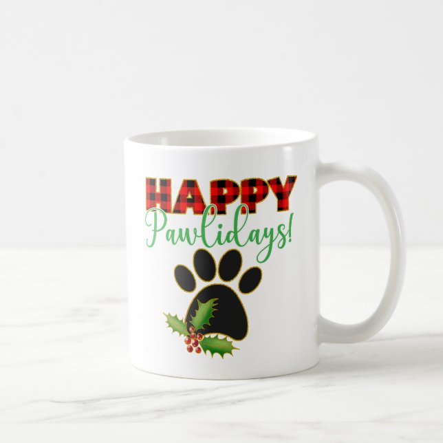Mug Red Buffalo Plaid Empreinte de patte Christmas (Droite)