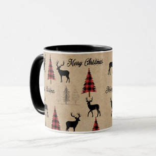 Mug Red Buffalo Plaid & Joyeux bois de Noël
