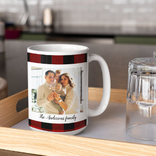Mug Red Buffalo Plaid & Nom Personnel Et Photo