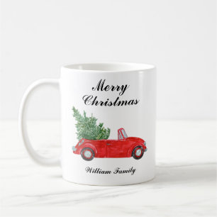Mug Red Car Joyeux Noël Nom personnalisé