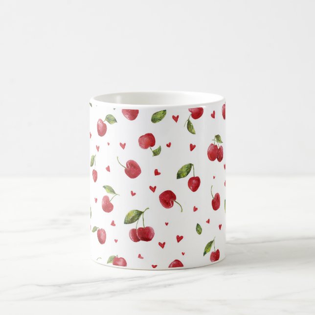 Mug Red Cherries & Hearts Valentine's Day (Centre)