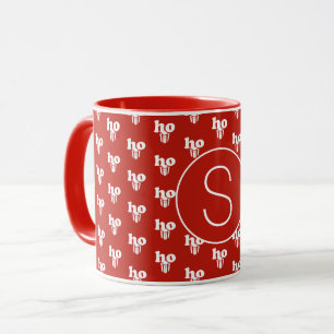 Mug Red Christmas Père Noël Salutation Ho Ho Ho Monogr
