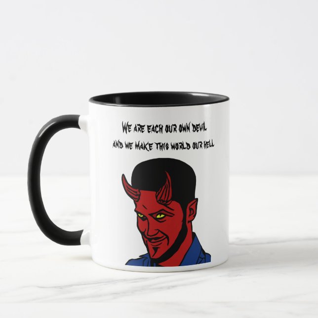 Mug Red Devil Demon Man Lucifer Hell cite Art (Gauche)