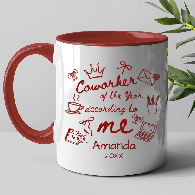 Mug Red doodle hand drawn funny coworker quote (Créateur téléchargé)