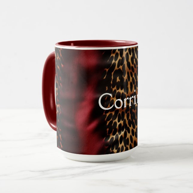 Mug Red Gold Faux Cowgirl Southwest Cowhal Nom (Devant gauche)