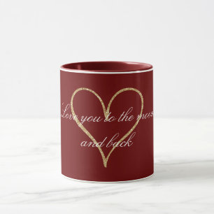 Mug Red Gold Parties scintillant amour du coeur