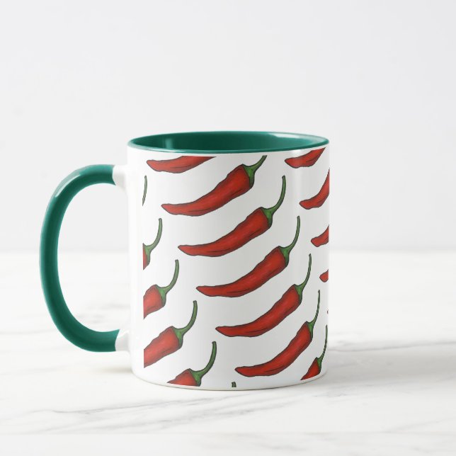 Mug Red Green Hot Spicy Chili Pepper Foody (Gauche)