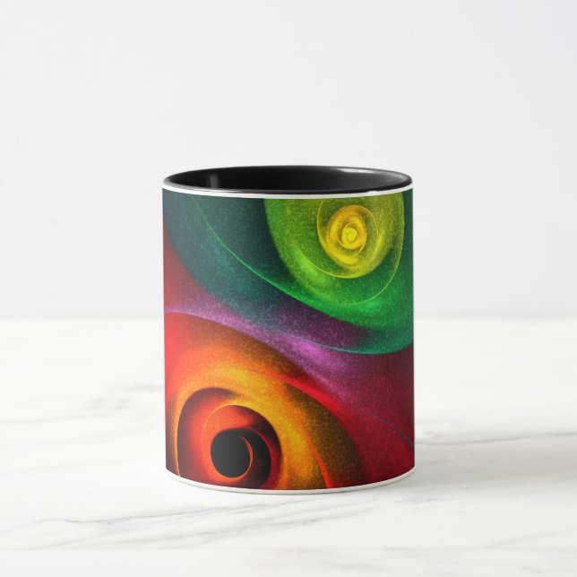 Mug Red Green Yin Yang Moderne Motif d'art Abstrait #2 (Centre)