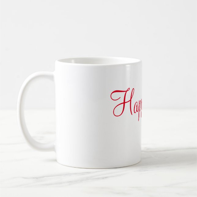 Mug Red happy vibes vacances simple minimum calligraph (Gauche)