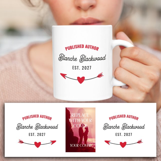 Mug Red Heart Arrow Publié Auteur Votre couverture de  (Créateur téléchargé)