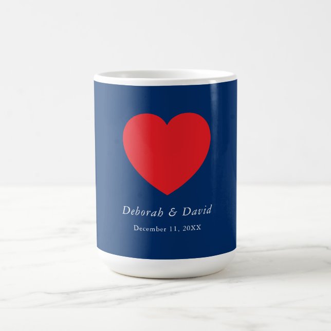 Mug Red Heart Blue Modern Minimalist Wedding (Centre)