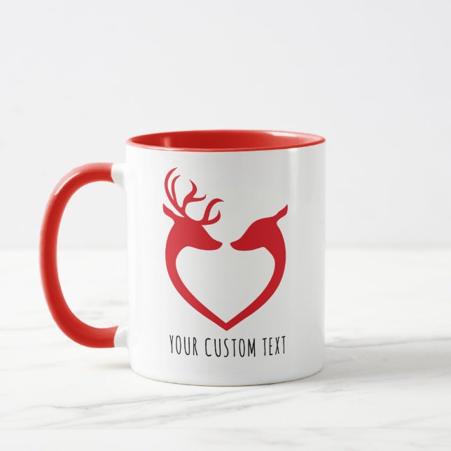 Mug Red Heart Deer Couple Personnalisé Saint Valentin (Gauche)