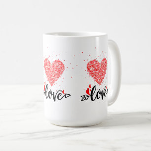 Mug Red hearth Love typographie moderne