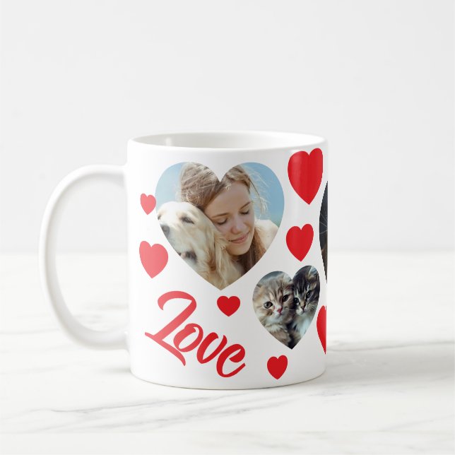 Mug Red Hearts & Photos personnalisables pour les amou (Gauche)