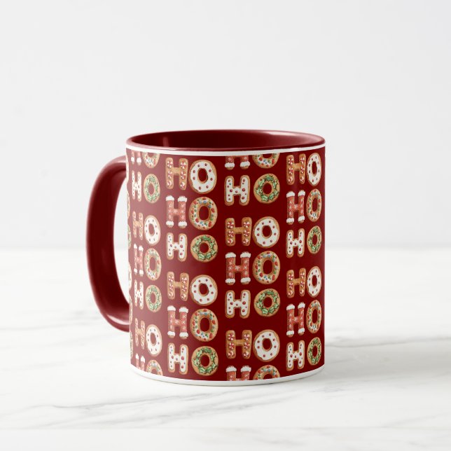 Mug Red Ho Ho Ho Gingerbread Cookie Christmas (Devant gauche)