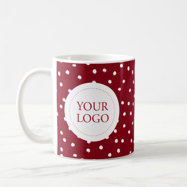 Mug Red Holiday Confetti Minimal Business Logo Personn (Gauche)