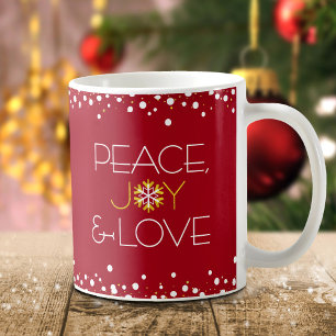 Mug Red Holiday Snowflake Paix Joie Amour Moderne Simp