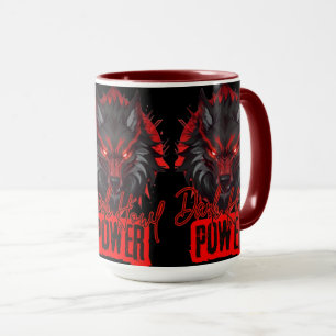 Mug Red Howl Ninja Wolf Design magique foncé