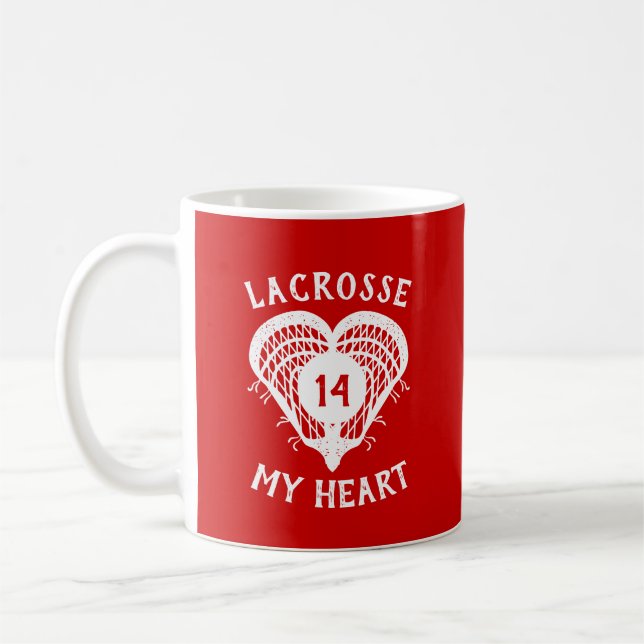 Mug Red Lacrosse Mon Coeur (Gauche)