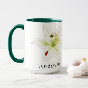 Mug Red Ladybug rose Lily Flower nom personnalisé fill