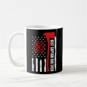 Mug Red Line American Flag Papa Fire Capitaine Pompier