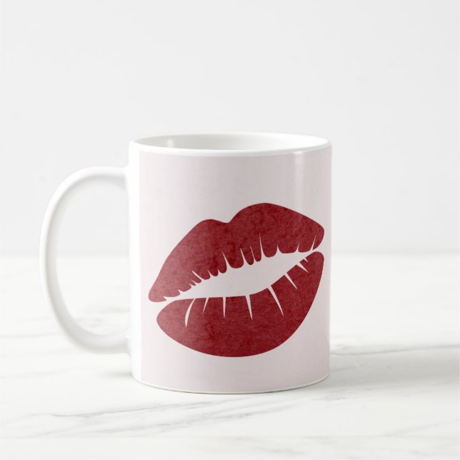 Mug Red Lip Print pour la boue de Saint Valentin (Gauche)