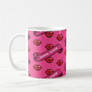 Mug Red Lips Coffee Lover Retro Kisses Motif