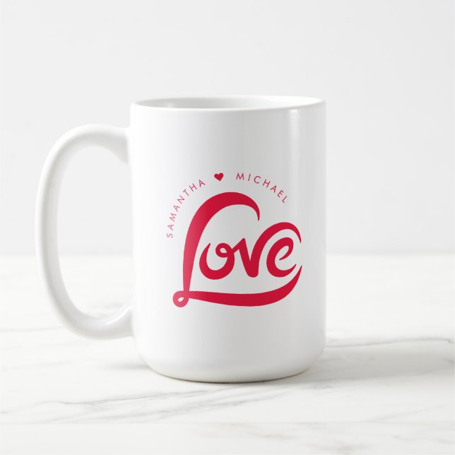 Mug Red Love Heart Valentines Day (Gauche)