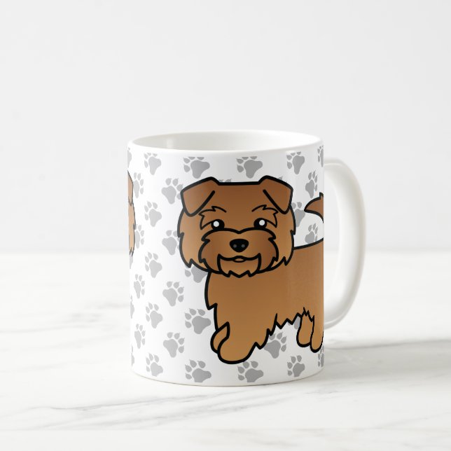 Mug Red Norfolk Terrier Cartoon Chien et Pâtes (Devant droit)