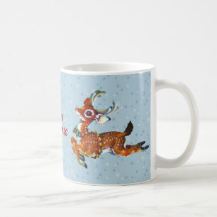 Mug Red Nose Reindeer Art Vintage