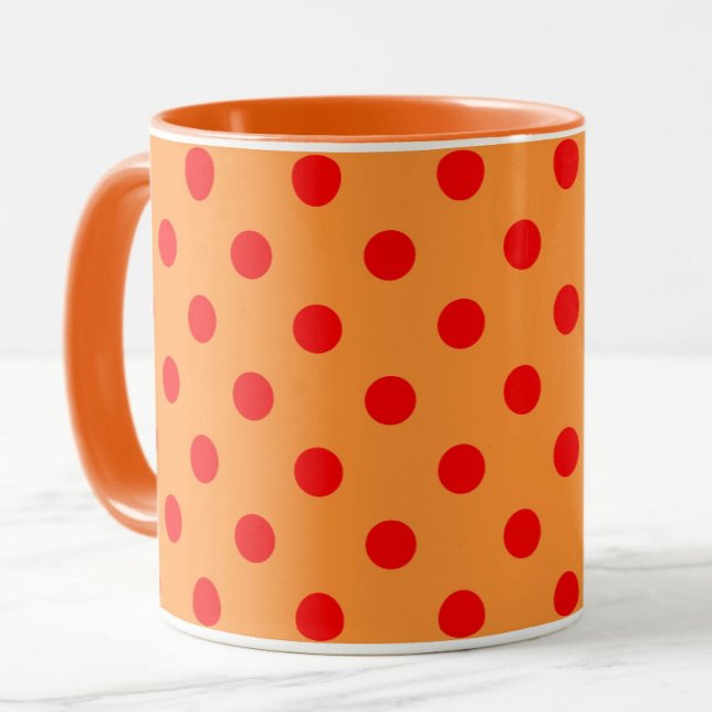 Mug Red On Orange Pois Motif Design (Créateur téléchargé)