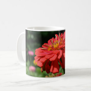 Mug red orange daisy floral, red flower garden