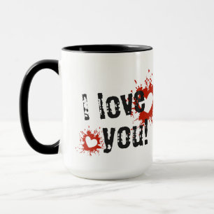Mug Red Paint Splatter Coeurs, Je T'Aime