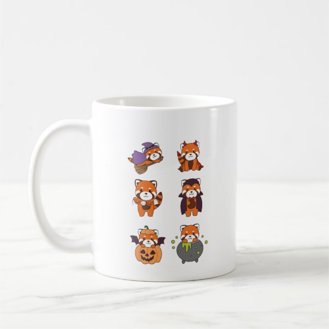 Mug Red Panda Halloween Devil Citrouille Vampire costu (Gauche)