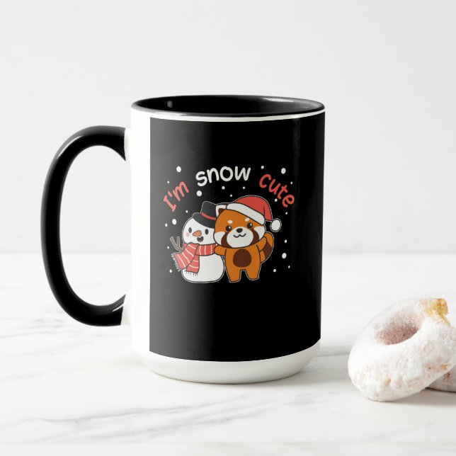 Mug Red Panda I'm Snow Cute Snowman (Avec donut)