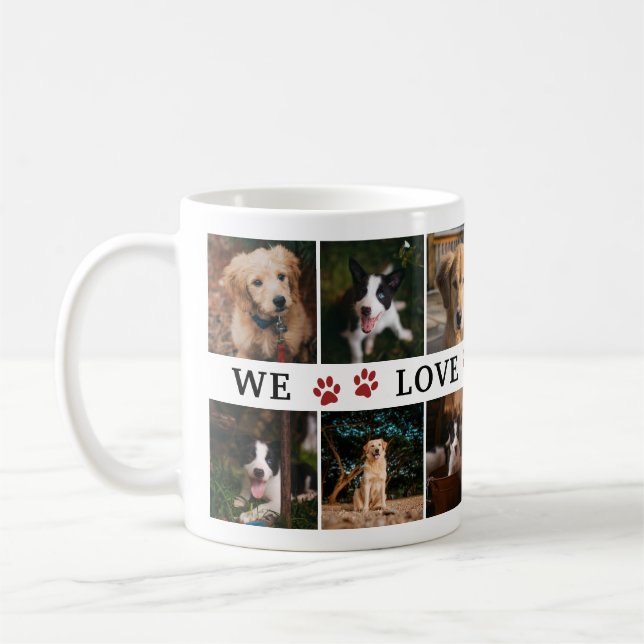 Mug Red Paws We Love You Dad Photo Collage (Gauche)