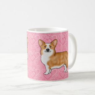 Mug Red Pembroke Welsh Corgi Love Heart Motif rose