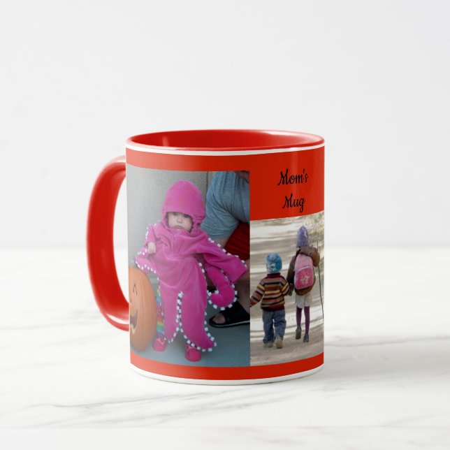Mug Red Personnaliser 3 MODÈLE PHOTO Café cadeau (Devant gauche)