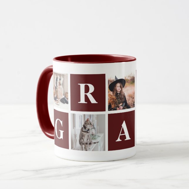 Mug Red Photo Collections personnalisées pour grand-mè (Devant gauche)