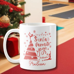 Mug Red Pink Père Noël instructeur de Yoga préféré