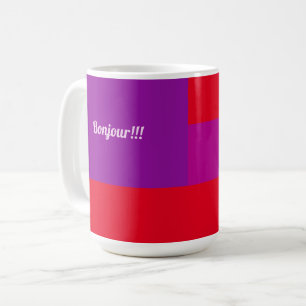Mug Red Purple Design Bonjour Bonjour