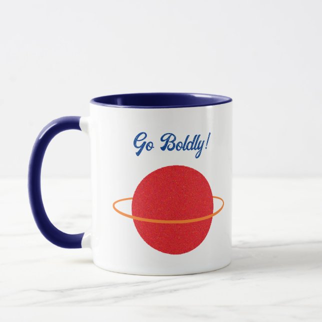 Mug Red Retro Planet, Caricature classique de l'espace (Gauche)