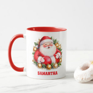 Mug Red Retro Santa Claus Noël Enfants Chocolat chaud