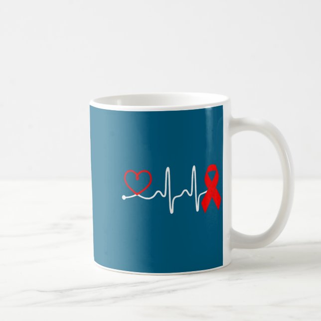Mug Red Ribbon Heartbeat Design For Heart Disease Awar (Droite)