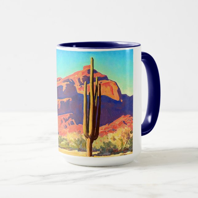 Mug Red Rocks and Cactus par Maynard Dixon (Devant droit)