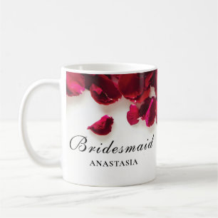 Mug Red Rose Petals Mariage Bridesmaid